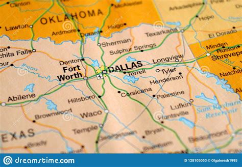 A Photo Of Dallas On A Map Stock Image Image Of Macro 128105053