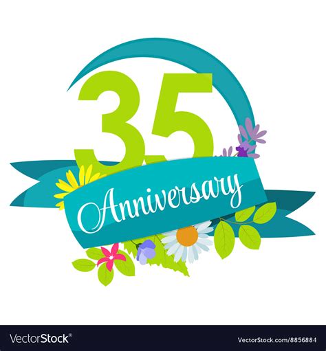 35th wedding anniversary wishes, quotes, and messages: Cute Nature Flower Template 35 Years Anniversary Vector Image