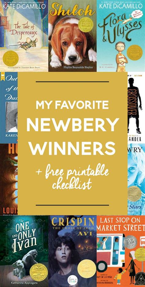 My Favorite Newbery Winners Free Printable List Newbery Award