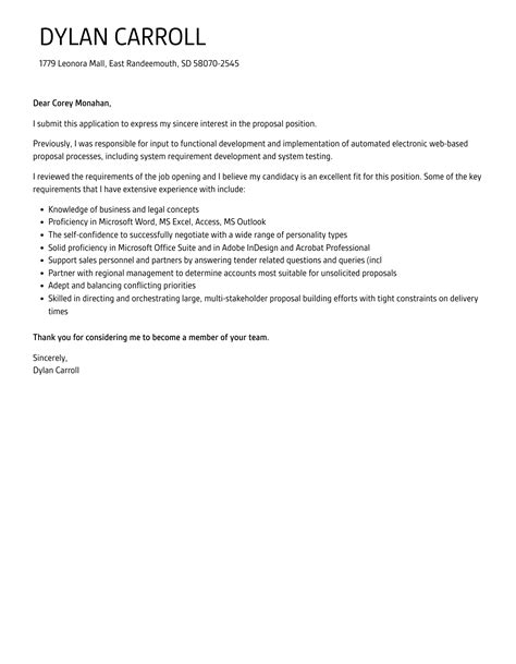 Proposal Cover Letter Velvet Jobs