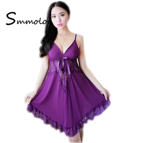 smmoloa sexy cozy nightgown soft lace nightdress oversize women sexy lingerie deep v
