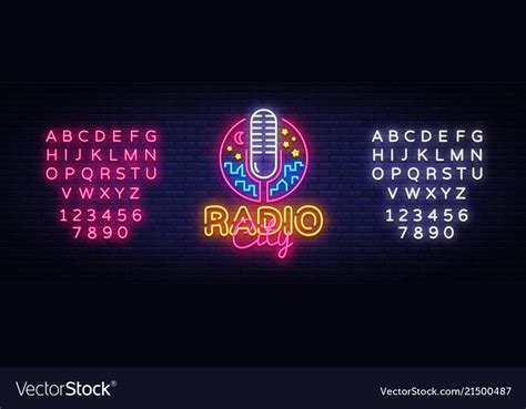 Radio Neon Logo Radio City Neon Sign Royalty Free Vector