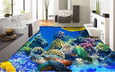 3d Flooring Custom Chinese Wallpaper Murals Sea Turtle 3d