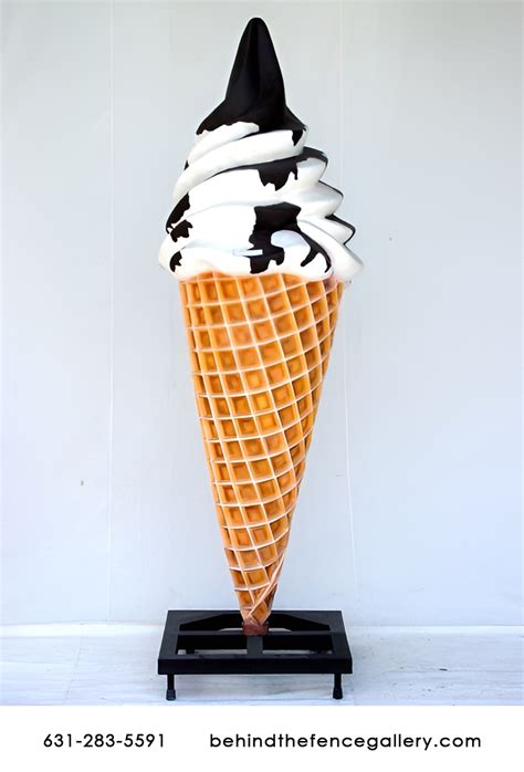 Chocolate Sunday Soft Serve Ice Cream On Cone Ice Y Life Size Statues Life Size Statues