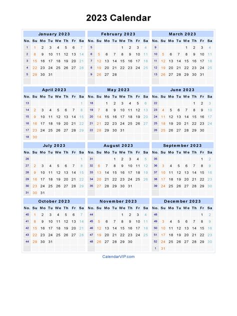Printable 2023 Calendar With Week Numbers Time And Date Calendar 2023