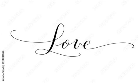 Love Word Hand Written Custom Calligraphy Great For Valentine Day