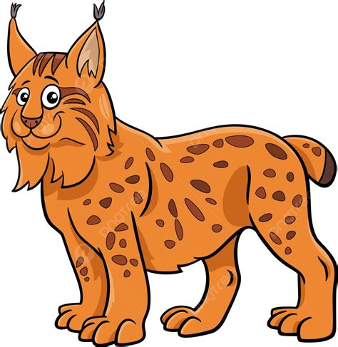 Funny Cartoon Lynx Wild Animal Character Cute Character Species Vector