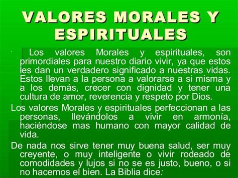 Valores Morales Yvalores Morales Yespiritualesespirituales Los Valores
