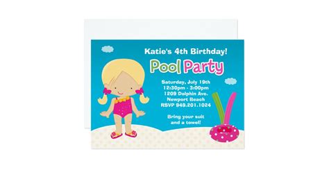 Pool Party Birthday Party Invitation Zazzle
