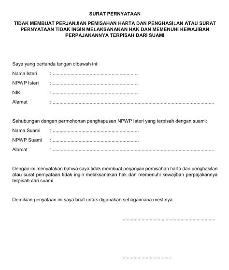 Surat Penghapusan Npwp  Contoh Surat Pernyataan Memiliki Npwp Ganda
