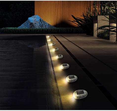 Solar Powered Led Stone Ground Path Light Outdoor Waterproof Garden La