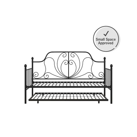 Dhp Ivorie Metal Daybed With Trundle Twintwin Size Frame Black