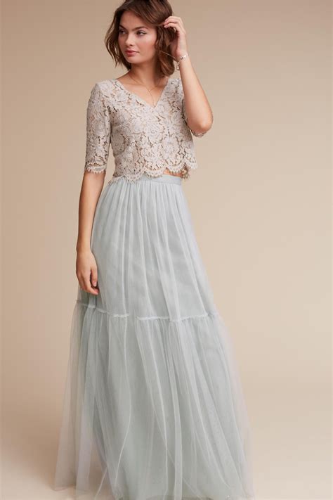 Two Pieces Bridesmaid Dresses 2017 Bhldn Under 100 With Half Sleeves