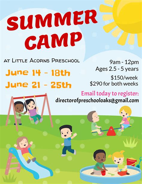 Editable Preschool Summer Camp Flyer Template Playground Flyer Daycare