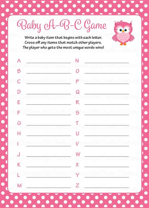 Free Printable Baby Shower Game Ideas