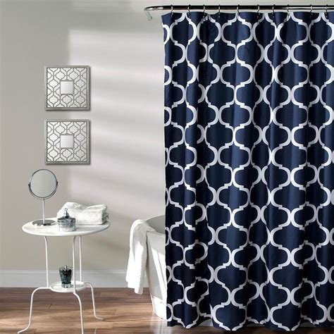 Lush Decor Geo Shower Curtain Blue Navy Blue Bathroom Decor