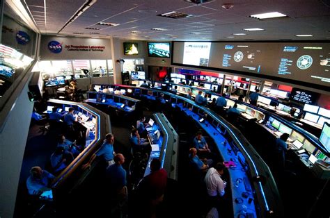 Team Gathers In Control Room Nasa Mars Exploration