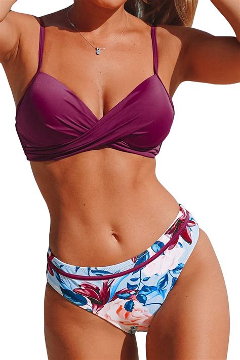 Cupshe Womens Wrap Top Floral Bottom Bathing Suit Two Piece Sexy