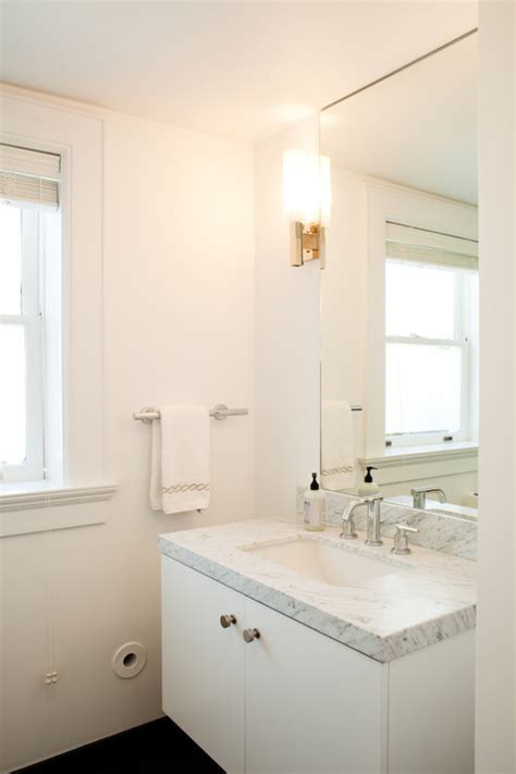 Typical vanity height hovers between 30 and 32 inches, and vanities designed to hold a single sink generally start around 24 inches wide, according to wayfair. Floating Bath Vanity - Contemporary - bathroom - Artthaus