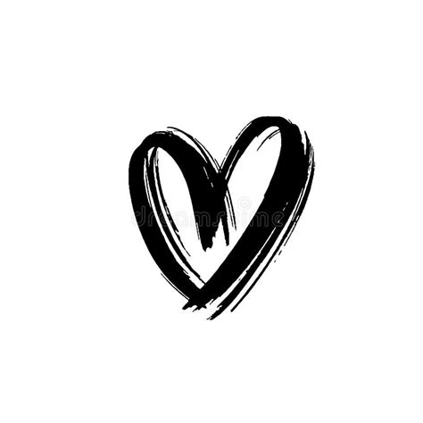 Black Heart Icon Object Hand Drawn Vector Love Symbol Icon Rough