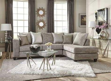 Living Room Modern Classic Beige Gold Fabric Sectional Sofa 2pc Set
