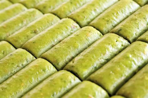 Türkische Pistazienpaste Rollt Baklava Dessert Fistik Ezmesi Stockbild