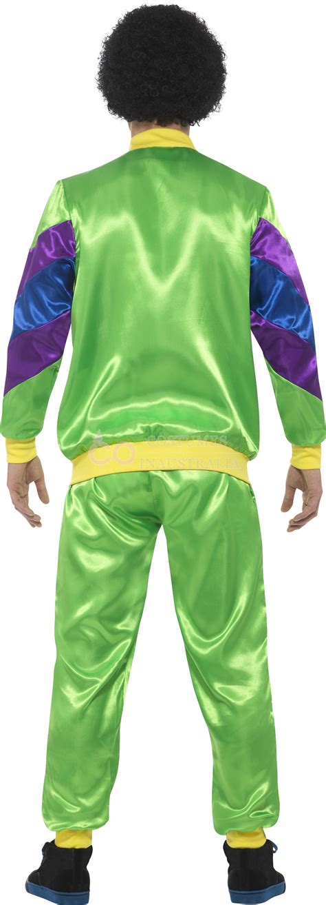 Mens 80s Height Of Fashion Green Shell Suit Tracksuit 1980s Fancy Dress