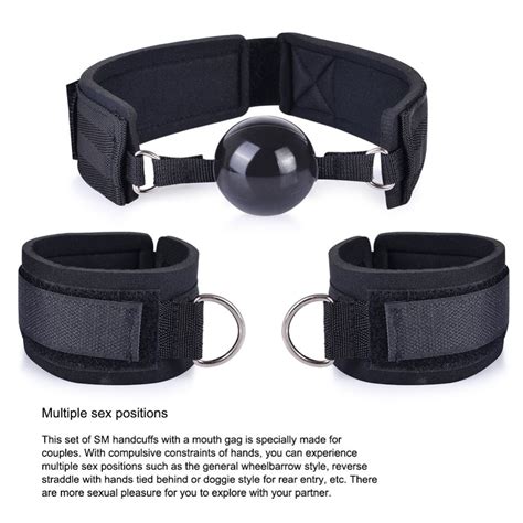 Restraints For Sexball Gag With Leather Handcuffs Sm Kit Adult Sex