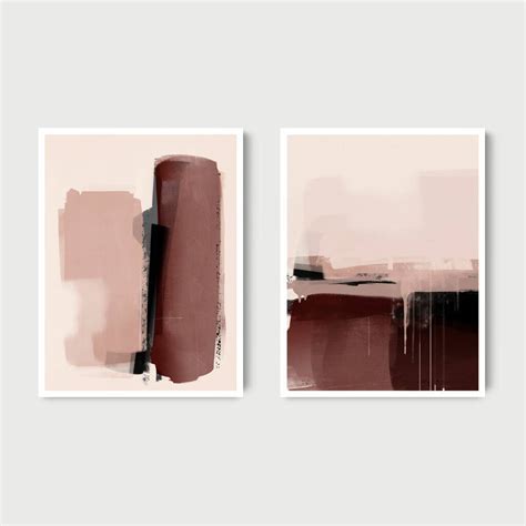 Pink Minimalist Abstract Wall Art Prints Set Of Two By Green Lili