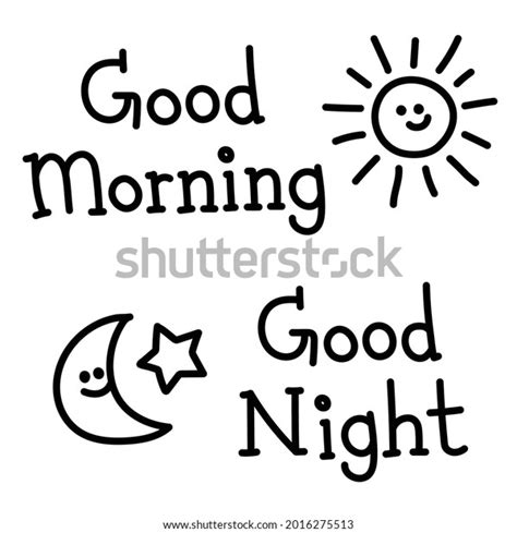 Good Morning Good Night Vector Handwriting Vector Có Sẵn Miễn Phí Bản