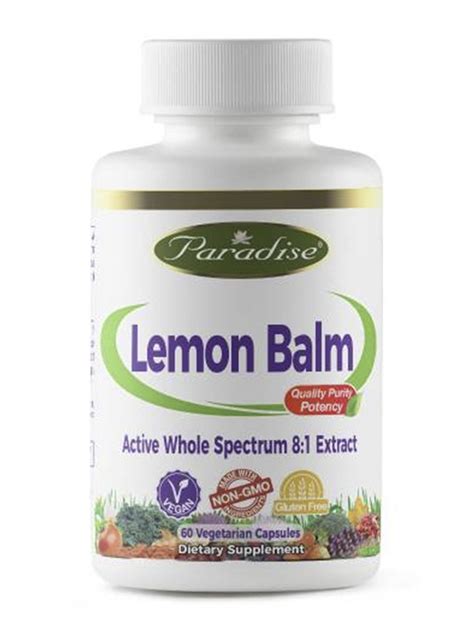 Lemon Balm 60 Vegetarian Capsules Paradise Herbs Pureformulas