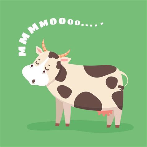 Cartoon Cow Happy Farm Cattle On Grass Field Cute Cow Goes Moo Milk By Tartila Thehungryjpeg