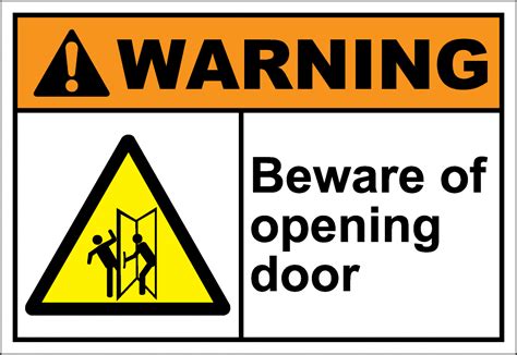 warnH006 - beware of opening door - SafetyKore.com