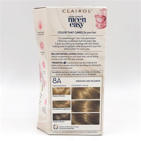 Clairol Nice N Easy 8a Medium Ash Blonde Hair Color Dye