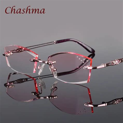 chashma brand luxury tint lenses myopia glasses reading glasses diamond rimless colored lenses