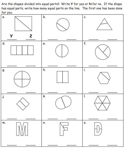 Equal Parts Of Shapes Grade 1 Solutions Examples Homework