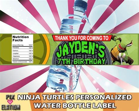 Ninja Turtles Water Bottle Label Custom By Pixelationdesigns
