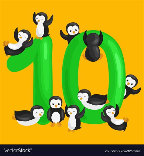Ordinal Number 10 For Teaching Children Counting Vector Image