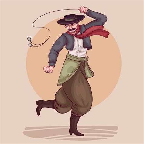 Free Vector Illustration Of Gaucho Dancing In Hand Drawn Style