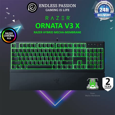 Razer Ornata V X Gaming Keyboard Low Profile Keys Silent Membrane Switches UV Coated