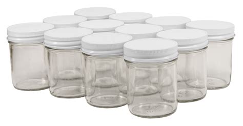 Nms 8 Ounce Glass Straight Sided Regular Mouth Canning Jars Case Of 12 With White Lids