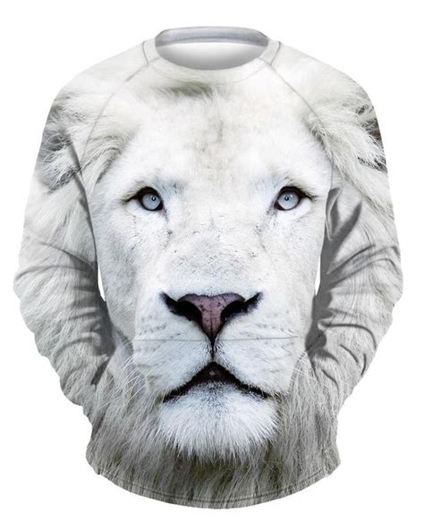 Soft Long Sleeve White Lion Face 3d Painted Hoodie Hoodie Print