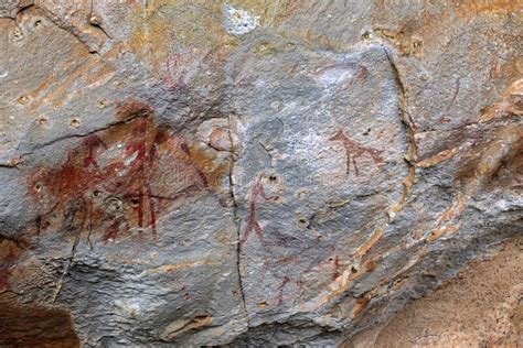 San Rock Art Drakensberg South Africa Stock Photo Image Of Grunge