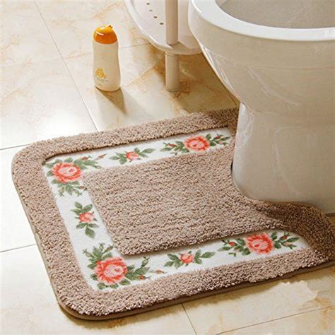Bath rug, contour rug and toilet seat cover. Ukeler Luxury Floral Rose Contour Bath Rugs Set of 2 Non ...