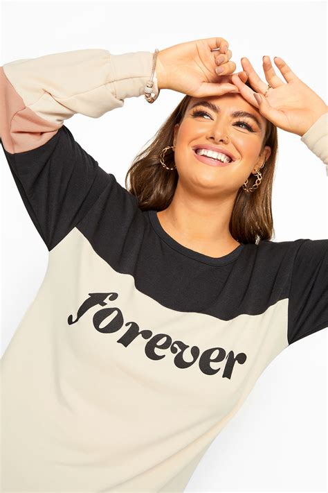 Limited Collection Black And Nude Forever Slogan Sweatshirt Yours