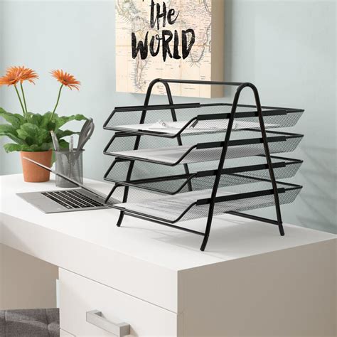 Mind Reader 4 Tier Steel Mesh Paper Tray Desk Organizer And Reviews Wayfair