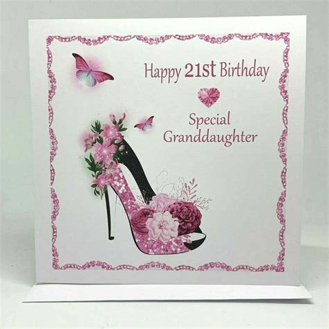 A Birthday Card With A High Heel Shoe And Pink Flowers On The Bottom