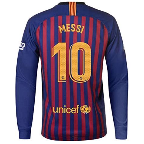 Lionel Messi Barcelona 10 Youth Soccer Jersey Home Long Sleeve Kit