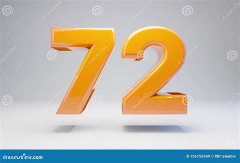 Number 72 3d Orange Glossy Number Isolated On White Background Stock