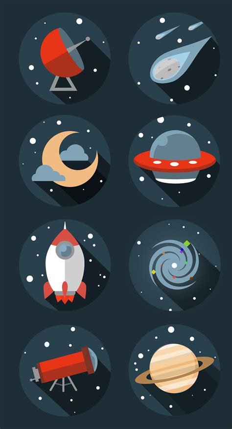 Flat Space Icons On Behance